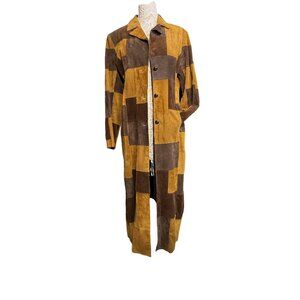 Vintage Wilsons Leather Pelle Studio Patchwork Suede Long Coat Size L 70s Boho